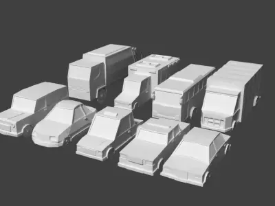 Vehicles Low poly 3D Model without color 3D model