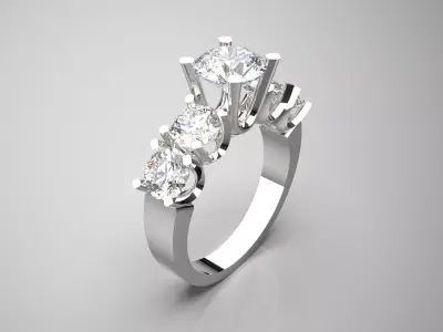Classic 5 Diamond Engagement Ring Model sr0011 3D print model