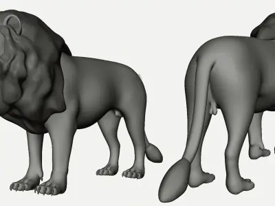Lion basemesh Low-poly 3D model