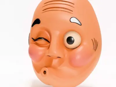 Japanese Hyottoko Mask Props Second Life toy 3D print model
