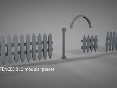 Modular Fence Systems Low-poly 3D model