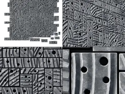 Stone block panel hole n1 3D model