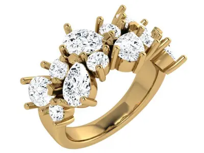 Pear Round Cut Diamond Ring 4505 3D print model