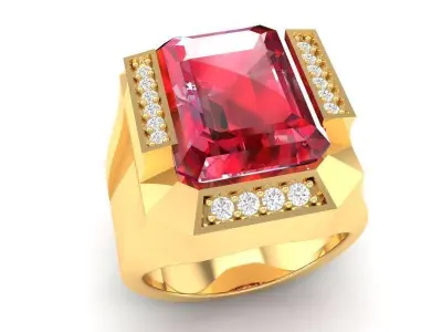 Luxury Rectangular Gemstone Ring for Men  388 3D print model
