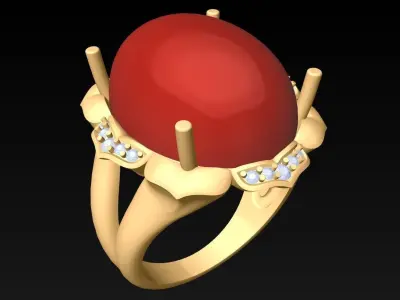 Oval Stone Ring - GN255 3D print model