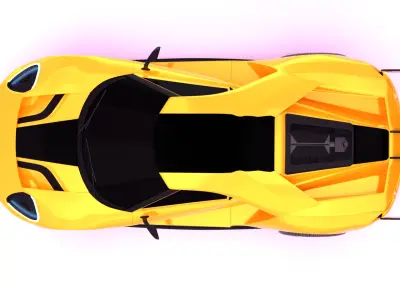 Bumble bee version Sports Car 3D Model  Blender Shaded Low-poly 3D model
