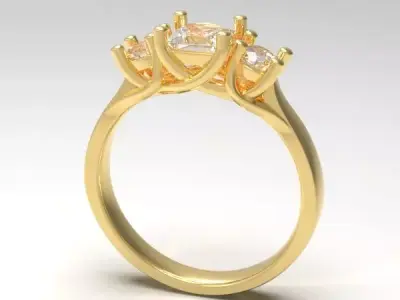 Three-Stone jewelry Ring  3D print model