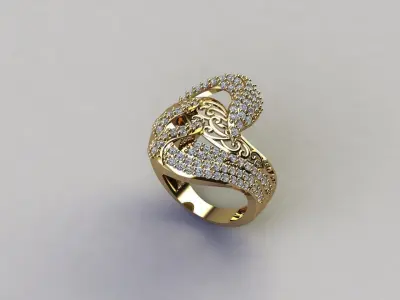 STL 3DM Women Ring Womens Ring Diamonds With Stone Model 3D print model