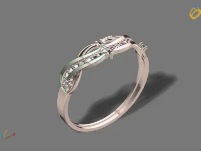 Womens Diamond Signet Ring Women Rings 3dmodels 3D print model 3D print model 43