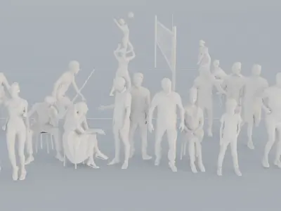 03 CROWDS SPORT SUMMER SITTING PEOPLE SCANS MAN WOMAN 3D print model