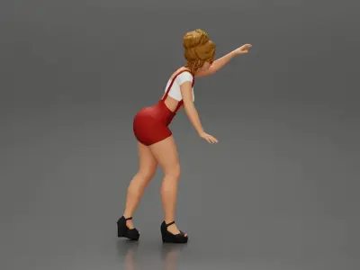 2 Sexy Girl in sunglasses opening a car hood and look inside  3D print model