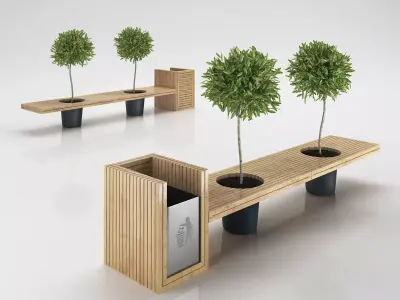 Wooden eco design bench 3D model