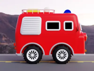 Cartoon Fire Truck 3D model