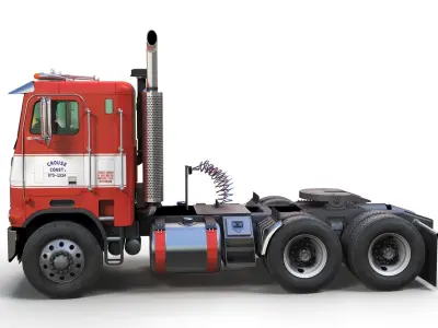Freightliner Powerliner daycab semitruck Low-poly 3D model