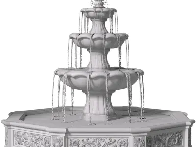Large classic white garden marble outdoor Fountain 3D model