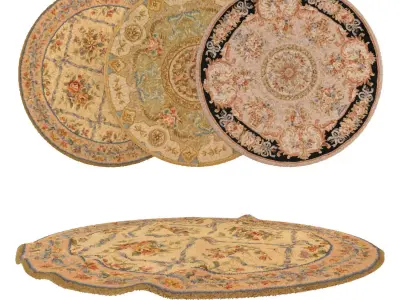 Round Rug Set 210 3D model