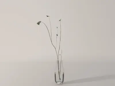 Glass vase with branches - Interior plant pot 3D model