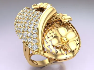  Mesh flower ring - Italian rings - Womens Rings - N6347 3D print model