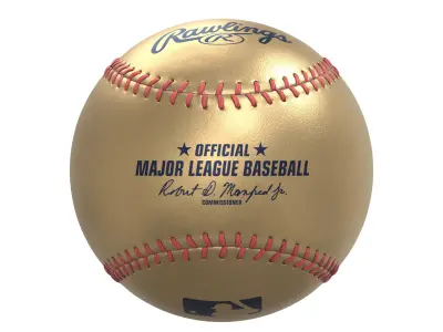 Rawlings Gold Leather Baseball 3D model