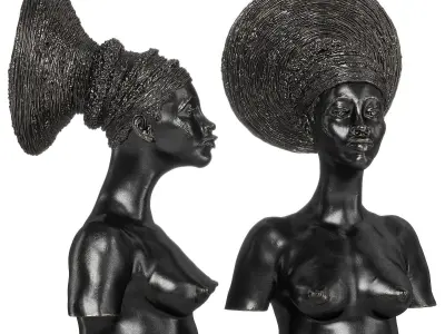 Malvina Hoffman Mangbetu Woman Dark metal Low-poly 3D model