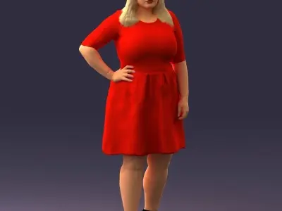 000299 Confident Woman in a Red Dress 1016 3dp 3D print model