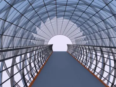 Covered pedestrian bridge 3D model