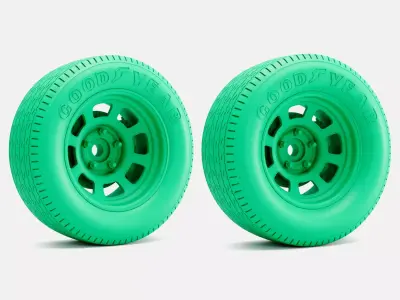 15x8 Bassett D-Hole Wheel Goodyear Blue Streak G7 Tires 3D print model