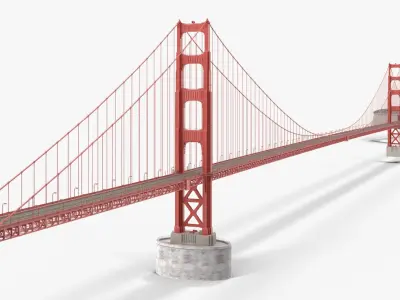 Golden Gate Bridge Low-poly 3D model