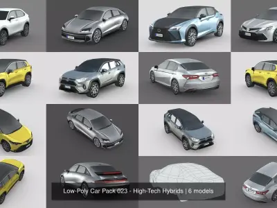 Low-Poly Car Pack 023 - High-Tech Hybrids