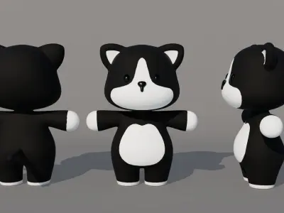 Rigged Cartoon Cat Low-poly 3D model