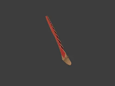 Red Wooden Handheld Fan Low-poly 3D model