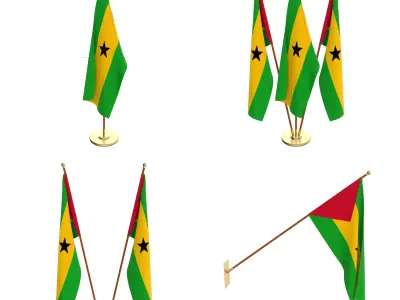 Sao Tome And Principe Flag Pack 3D model