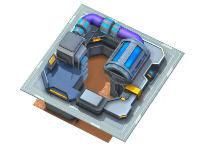 isometrical fuel rig platform station upgrade 1 Low-poly 3D model