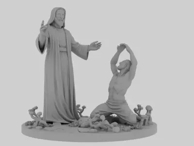 Jesus heals the demon possessed man 3D print model