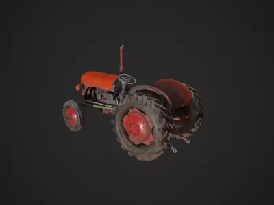  Abandoned Rusty Tractor - Textured  Low-poly 3D model
