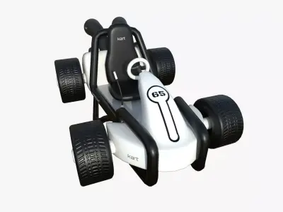 Cartoon Kart G08 White - Vehicle Racing Design Low-poly 3D model