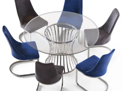 Diamond Sofa Vogue Dinning Chair and Capri Round Table 3D model