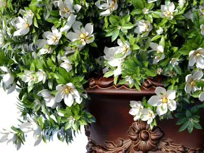 Magnolia flowers Bouquet in classic vase pot flowerpot 3D model