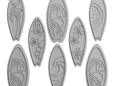 Cool Surfboards Neon Signs 3D model