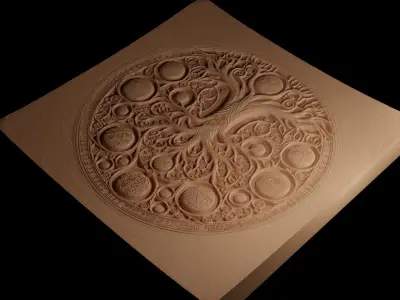 Tree of Life Sandcasting Bas High Relief CNC 3D print model