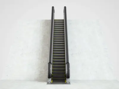 escalator going up on concrete wall 3D model