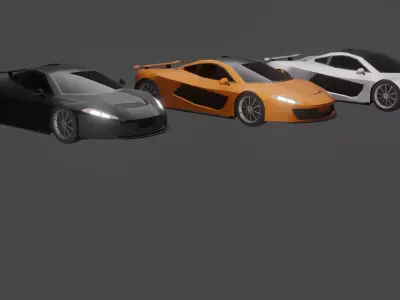 3 cars model Low-poly 3D model