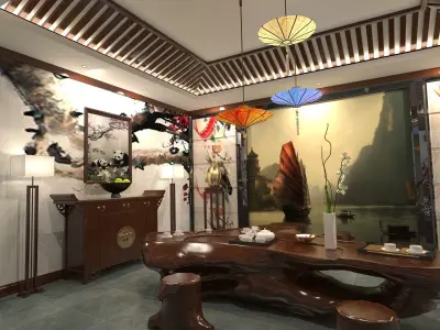 Chinese Red Lantern room 3D model