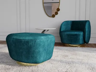 Lady VDoge armchair with pouf by Villari 3D model