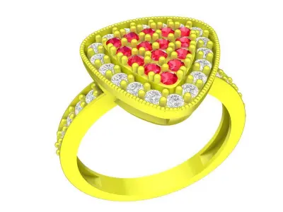 Luxury Triangle Pave Halo Ring 3D Model 4390 3D print model