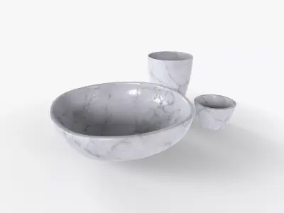 Bowl Marble Set Low-poly 3D model