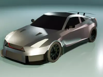 Gameready Low Poly Nissan GTR Low-poly 3D model