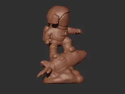 Astronaut on the Rocket Sculpture 3D print model