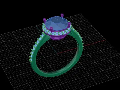 Luxury engagement ring 3D print model 2