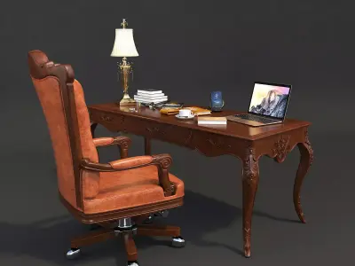 Classic European Style Working Table 2 3D model